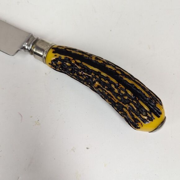 Vintage Sheffield Carving Knife – 13" Faux Antler Handle – Made in England - Picture 2 of 9